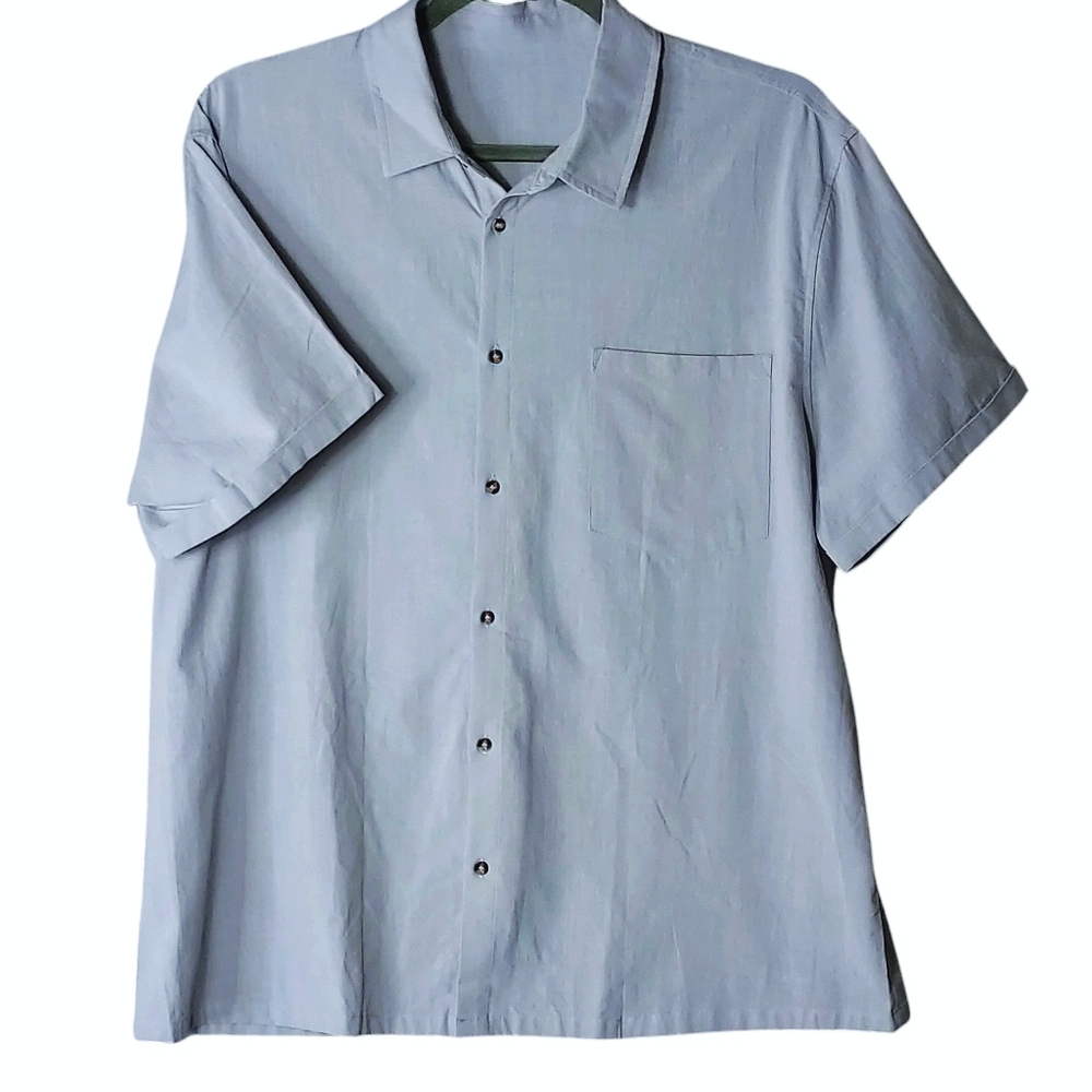Men 3XL Linen Cotton Blend Sheer Pattern Tack Sleeve Cruise Vacation Resort NWOT